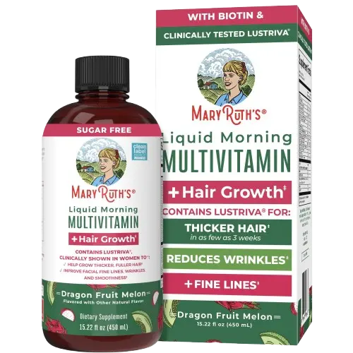 MARYRUTH'S Liquid Multivitamin+Hair Growth | Biotin 10000mcg | Lustriva Hair Growth Supplement | Clinically Tested in Women for Thicker Hair&Facial Wrinkle | Skin Care | Ages 18+