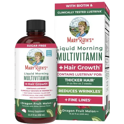 MARYRUTH'S Liquid Multivitamin+Hair Growth | Biotin 10000mcg | Lustriva Hair Growth Supplement | Clinically Tested in Women for Thicker Hair&Facial Wrinkle | Skin Care | Ages 18+