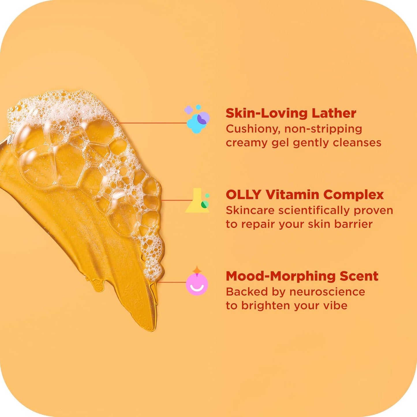 OLLY Body Wash Mixed 4 Count Trial Pack to Restore Skin barrier & Hydrate skin, TSA Approved 3 oz