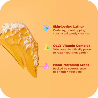 OLLY Body Wash Mixed 4 Count Trial Pack to Restore Skin barrier & Hydrate skin, TSA Approved 3 oz