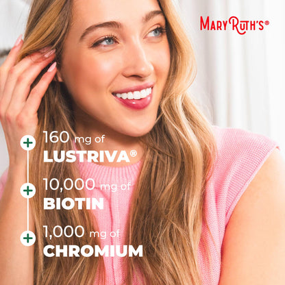 MARYRUTH'S Liquid Multivitamin + Hair Growth| Dragon Fruit Flavour | Clinically Tested in Women for Thicker Hair & Facial Wrinkles | Biotin 10000mcg | 15.22 Fl Oz & 30 Oz