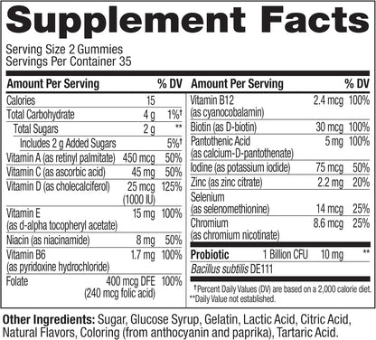 OLLY Multi + Probiotic Adult Multivitamin Gummy, Digestive and Immune System Support,* Chewable Supplement, Tropical Flavored, 35 Day Supply - 70 Count