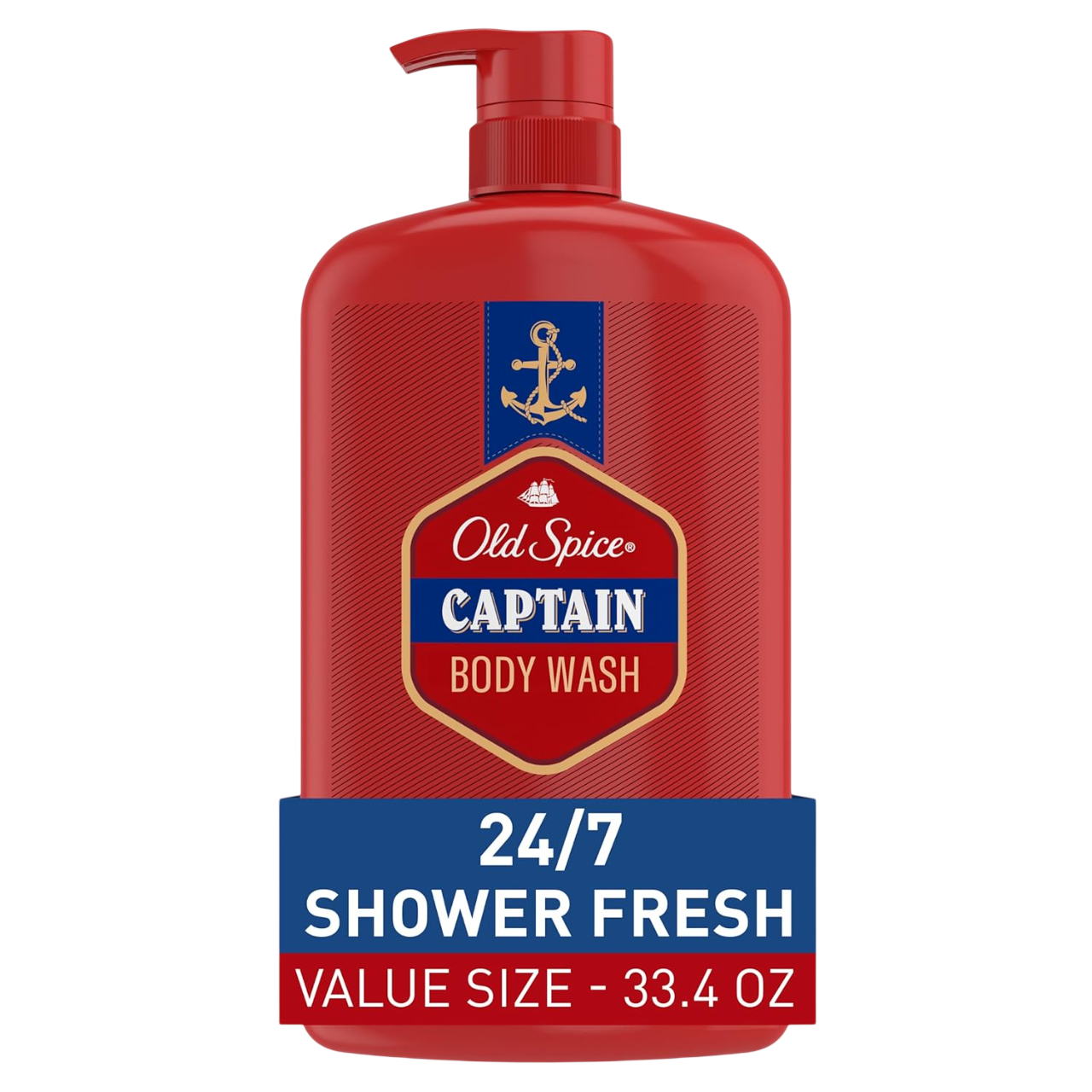 Old Spice Refreshing Body Wash for Men, 3X Defense, 24/7 Shower Fresh with Long Lasting Scent, Red Collection, Captain with Bergamot Scent, 33.4 oz