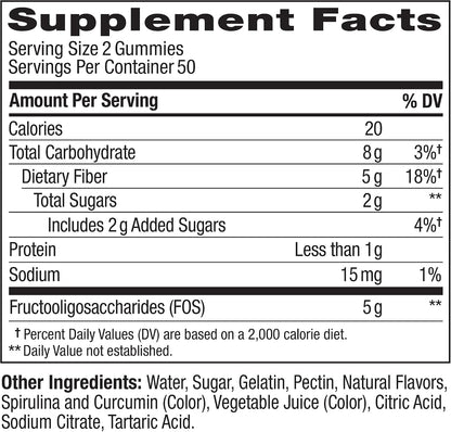 Olly, Fiber Gummy Rings, 5g Fos Prebiotic Fiber, Digestive Health Supplement,* Strawberry Watermelon Flavored, 25 Day Supply, 50 Count