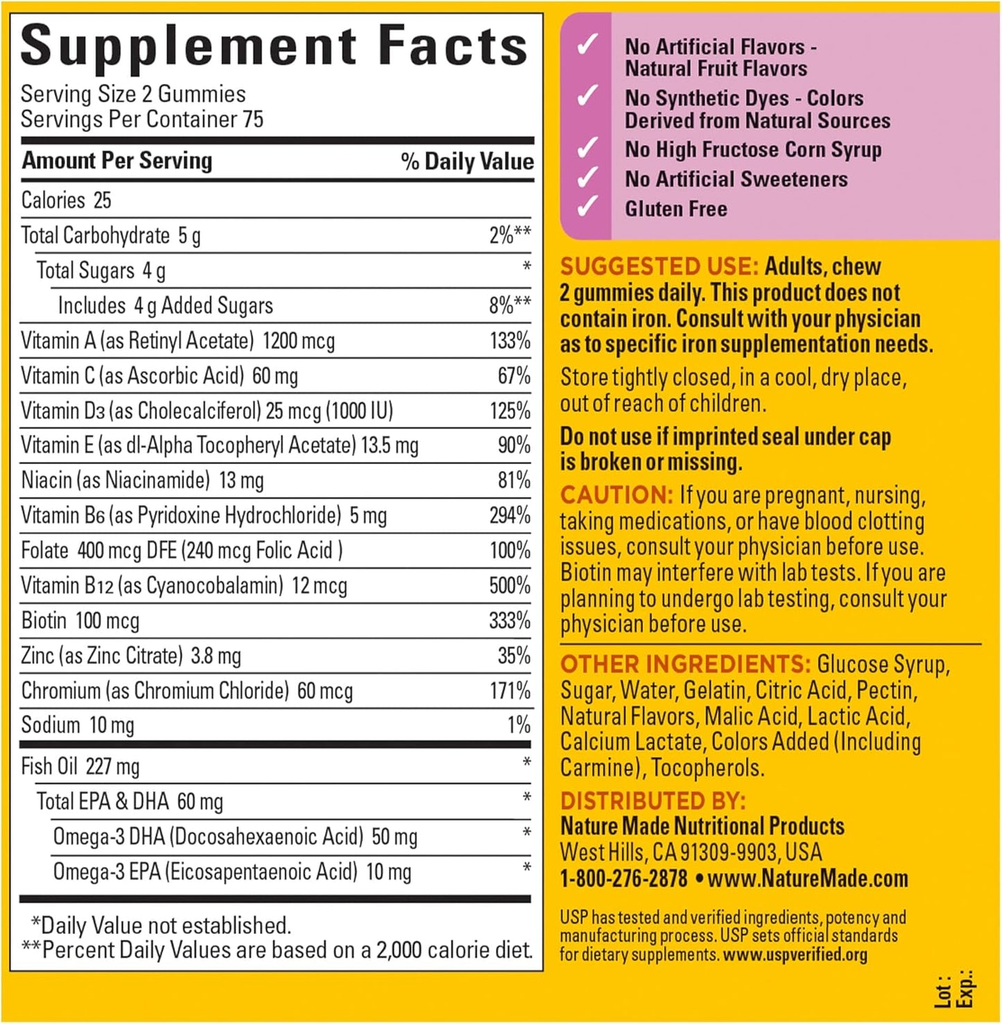 Nature Made Womens Gummy Multivitamins with Omega-3, Multivitamin for Women for Daily Nutritional Support,