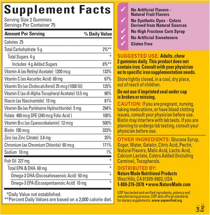 Nature Made Womens Gummy Multivitamins with Omega-3, Multivitamin for Women for Daily Nutritional Support,