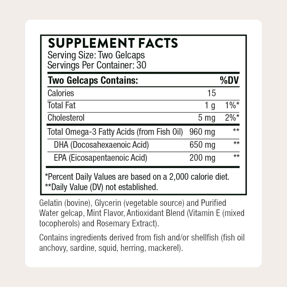 THORNE - Prenatal DHA - 650 mg DHA and 200 mg of EPA - Supports Baby’s Brain & Nervous System Development from Pregnancy to Nursing* - 30 Servings