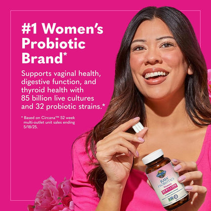 Garden of Life Raw Probiotics Women - 32 Strains - Dietary Supplement for Immune, Digestive & Vaginal Health Support - Aids Female Health - 90 Vegetarian Capsules