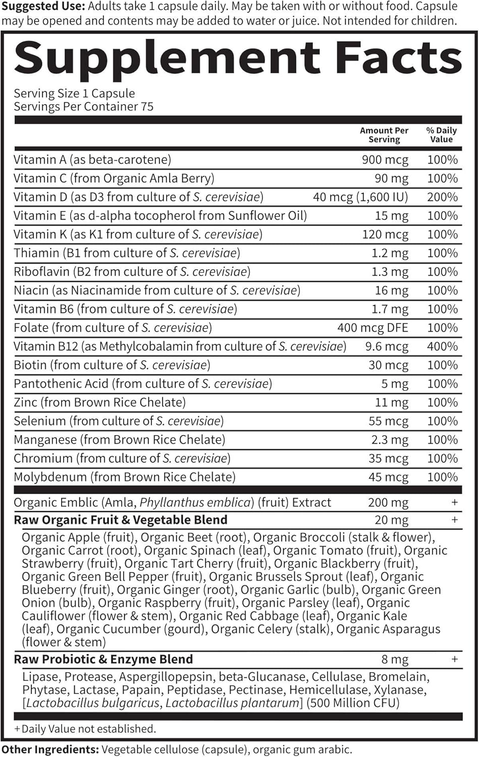 Garden of Life Vitamin Code Raw One for Men, Once Daily Multivitamin, One a Day Mens Vitamins Plus Fruit, Veggies & Probiotics for Mens Health, Vegetarian Multivitamins