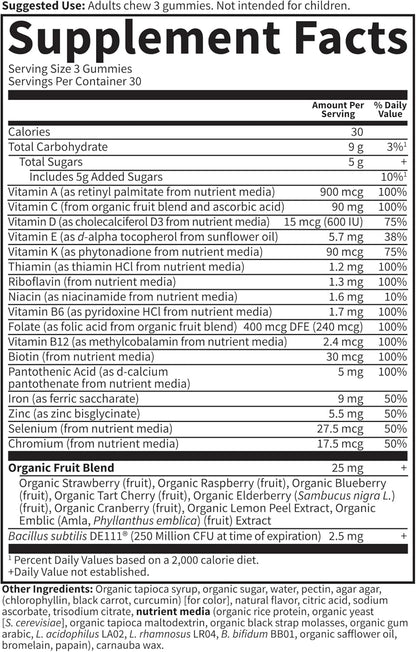 Garden of Life Vitamin Code Women's Multivitamin Gummies with Iron and Probiotics for Immune Health, Digestive Support, and Energy Support, Non-GMO, Cherry Flavor, 90 Gummies