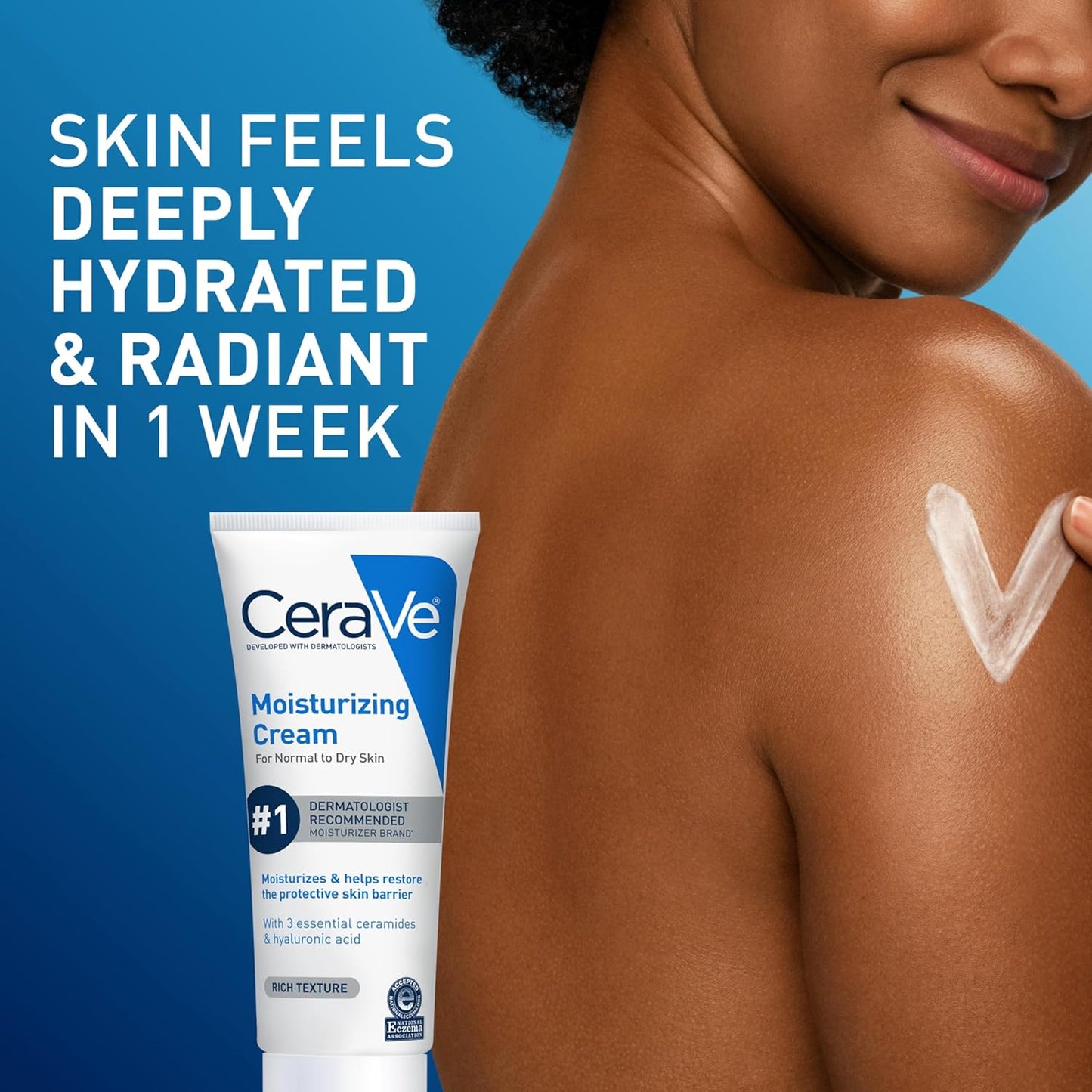 CeraVe Moisturizing Cream, Face Body Moisturizer, Normal to Dry Skin 8/19 Oz