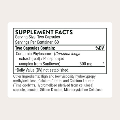 THORNE - Curcumin Phytosome 500 mg (Meriva) - Sustained Release, Clinically Studied - Supports Healthy Inflammatory Response in Joints, Muscles, GI Tract, Liver, Brain & Nerves* - 60 Servings