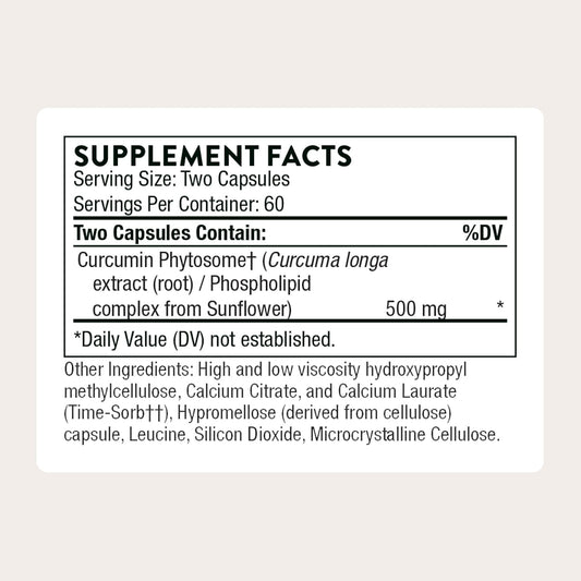 THORNE - Curcumin Phytosome 500 mg (Meriva) - Sustained Release, Clinically Studied - Supports Healthy Inflammatory Response in Joints, Muscles, GI Tract, Liver, Brain & Nerves* - 60 Servings