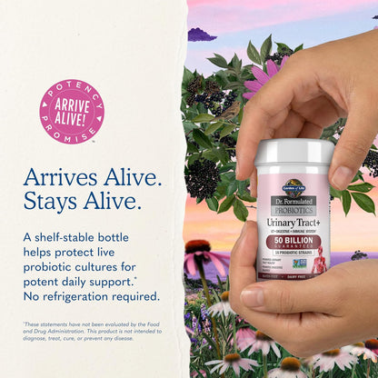 Garden of Life Dr. Formulated Probiotics Urinary Tract+ - 50 Billion CFU - Supports Digestive, Immune & Urinary Tract Health - Shelf Stable - 60 Vegetarian Capsules