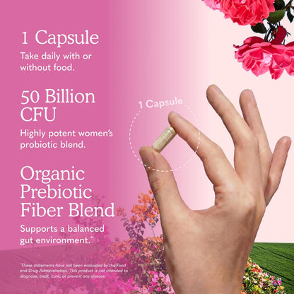 Garden of Life Dr. Formulated Once Daily Women's Probiotics with 50 Billion CFU & Organic Prebiotics – Vaginal Health, Digestive Support, Immune Support, Dairy Free, 30 Capsules