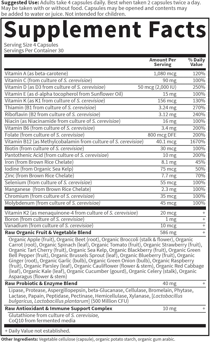 Garden of Life Multivitamin for Women, Vitamin Code Women's Multi - Whole Food Womens Multi Vitamins, Iron, Folate not Folic Acid, Vitamin A and Probiotics for Womens Energy