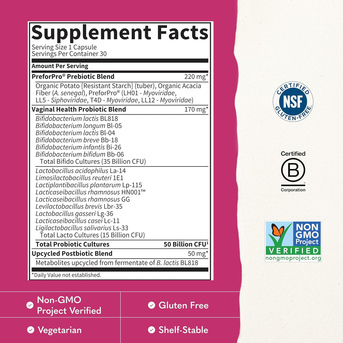 Garden of Life Dr. Formulated Once Daily 3-in-1 Probiotic for Women – Digestive, Immune & Vaginal Health, 30 Day Supply