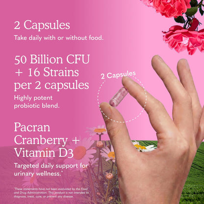 Garden of Life Dr. Formulated Probiotics Urinary Tract+ - 50 Billion CFU - Supports Digestive, Immune & Urinary Tract Health - Shelf Stable - 60 Vegetarian Capsules