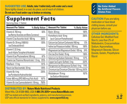 Nature Made Multivitamin for Him, Mens Multivitamins with No Iron, Daily Nutritional Support, Nature Made Multi Mens Vitamins & Minerals, 90 Tablets, 90 Day Supply