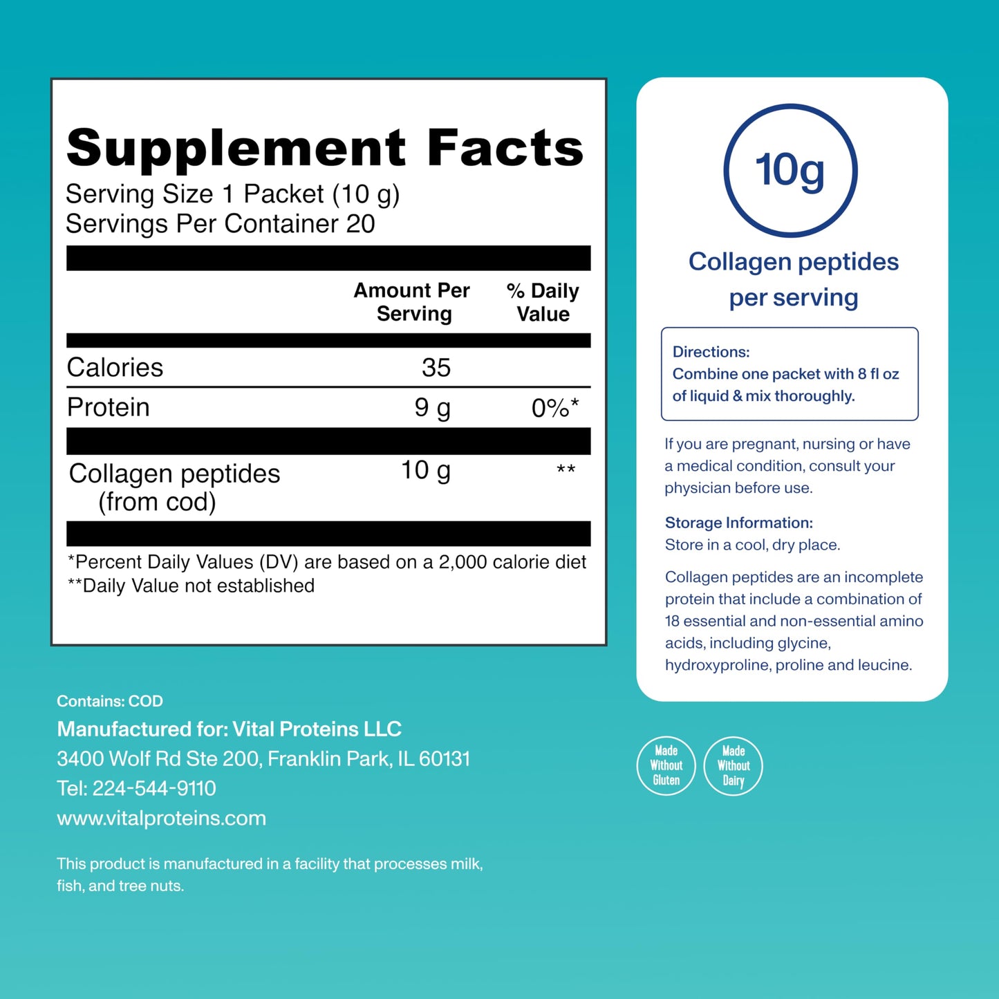Vital Proteins Marine Collagen Peptides Powder Supplement for Skin Hair Nail Joint - Hydrolyzed Collagen - 12g per Serving - 7.8 oz Canister
