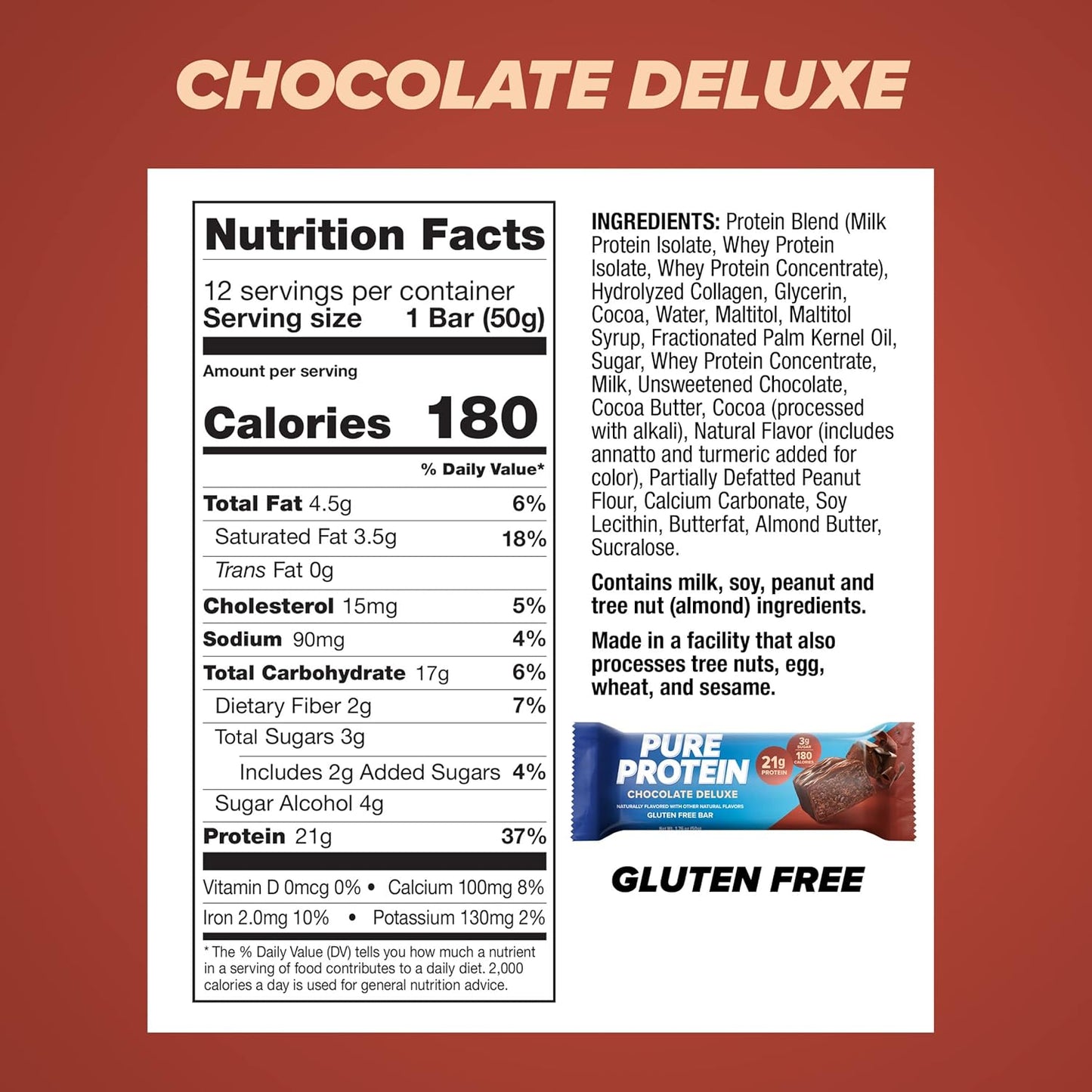 Pure Protein Deluxe Protein Bars, Chocolate, Cookies & Cream, Birthday Cake, Caramel Churro, Samples Pack