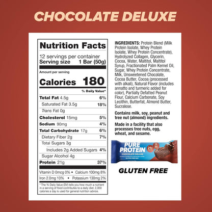 Pure Protein Deluxe Protein Bars, Chocolate, Cookies & Cream, Birthday Cake, Caramel Churro, Samples Pack