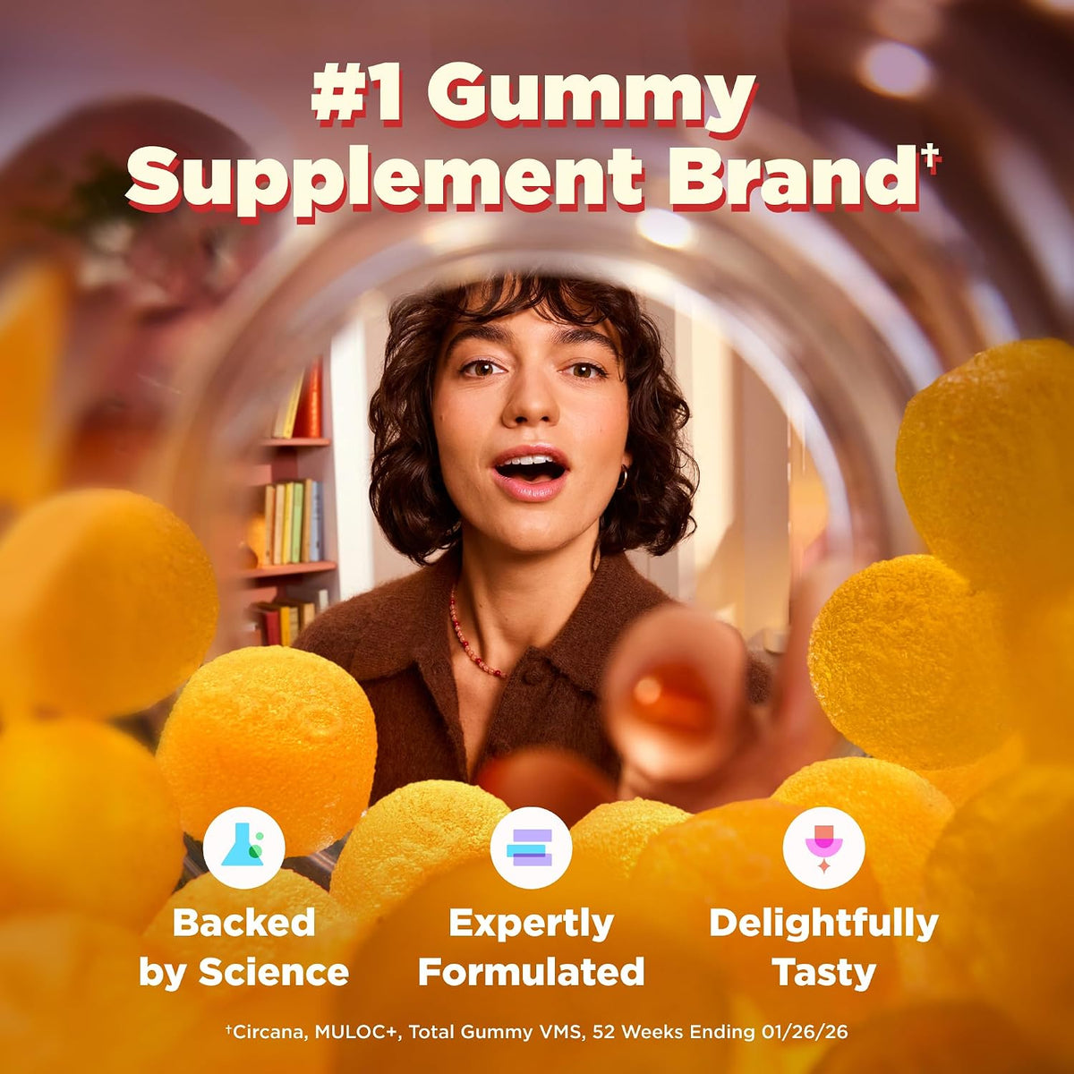 Olly, Fiber Gummy Rings, 5g Fos Prebiotic Fiber, Digestive Health Supplement,* Strawberry Watermelon Flavored, 25 Day Supply, 50 Count