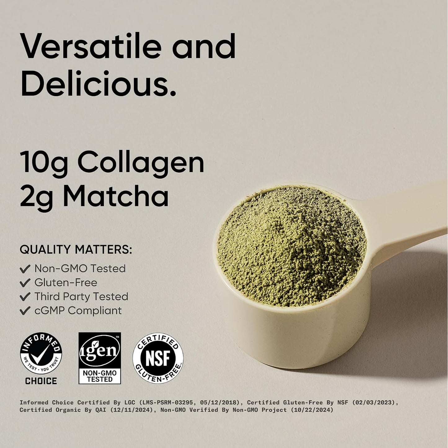 Sports Research® Organic Collagen Peptides w/Matcha Green Tea - 10.2oz | 10g Grass-Fed Collagen & 2g of Ceremonial-grade Japanese Matcha | Hair, Skin & Joint Support | Sugar-Free, Easy to Mix