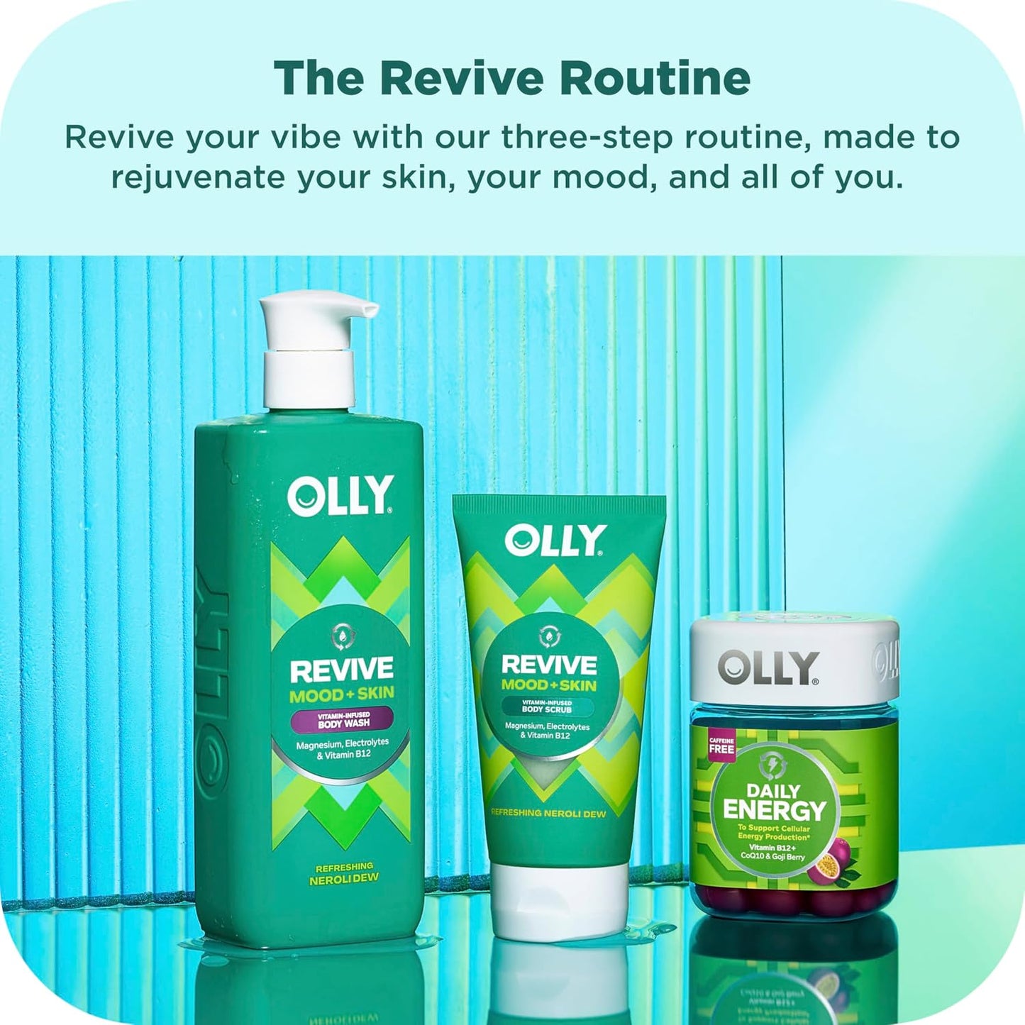 OLLY Body Wash Mixed 4 Count Trial Pack to Restore Skin barrier & Hydrate skin, TSA Approved 3 oz