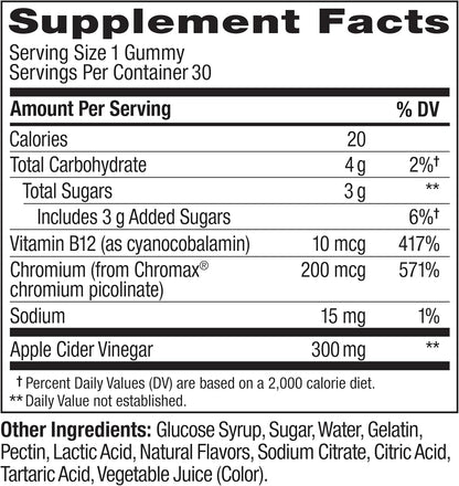OLLY Metabolism Gummy Rings, Apple Cider Vinegar, Vitamin B12, Chromium, Energy and Digestive Health, Chewable Supplement, Apple Flavor - 30 Count