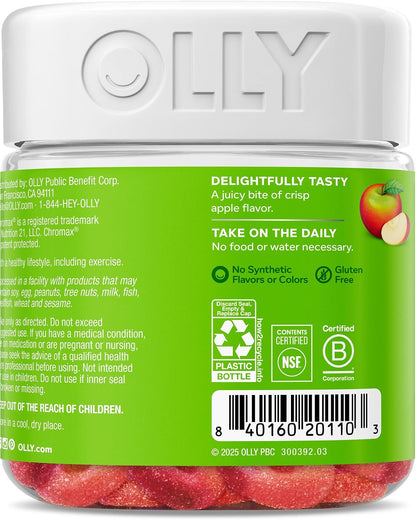 OLLY Metabolism Gummy Rings, Apple Cider Vinegar, Vitamin B12, Chromium, Energy and Digestive Health, Chewable Supplement, Apple Flavor - 30 Count