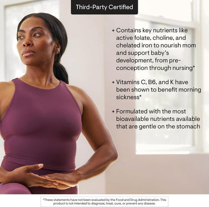 THORNE - Basic Prenatal - Well-Researched Folate Multi for Pregnant & Nursing Women - Includes 18 Vitamins & Minerals, Plus Choline - Third-Party Certified - Gluten, Dairy & Soy-Free - 30 Servings