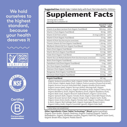 Garden of Life Once Daily Whole Food Multivitamin for Men, Organic Mens Vitamins & Minerals, Vitamin C, Zinc, Vegan, for Health & Well-Being