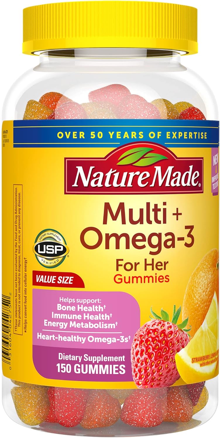 Nature Made Womens Gummy Multivitamins with Omega-3, Multivitamin for Women for Daily Nutritional Support,