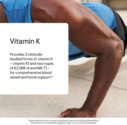 THORNE - Vitamin K - Vitamins K1 and K2 (as MK-4 and MK-7) Capsule Supplement - Supports Strong Bones* - Clinically Studied Ingredients - Third-Party Certified - Gluten, Dairy & Soy-Free - 60 Capsules