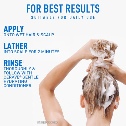 CeraVe Gentle Hydrating Shampoo, With Ceramides, Niacinamide & Hyaluronic Acid For Soft, Healthy Looking Hair & Scalp, Sulfate Free & Color Safe Shampoo, For All Hair Types, 12/19 Oz