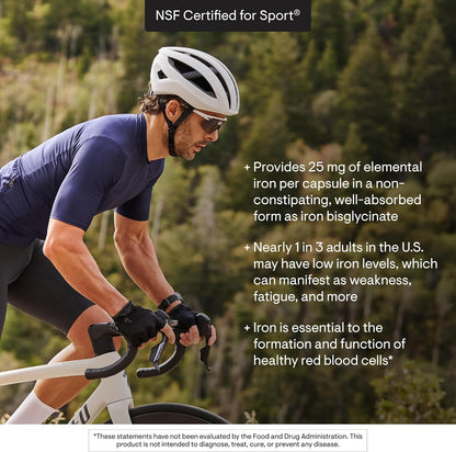 THORNE - Iron Bisglycinate - 25 mg Iron Supplement for Enhanced Absorption Without Gastrointestinal Side Effects* - NSF Certified for Sport - Gluten-Free - 60 Servings