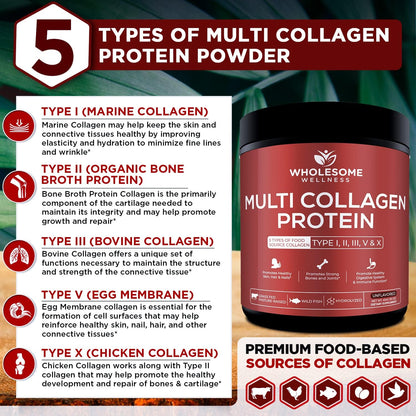Wholesome Wellness Premium Multi Collagen Peptides Protein Powder