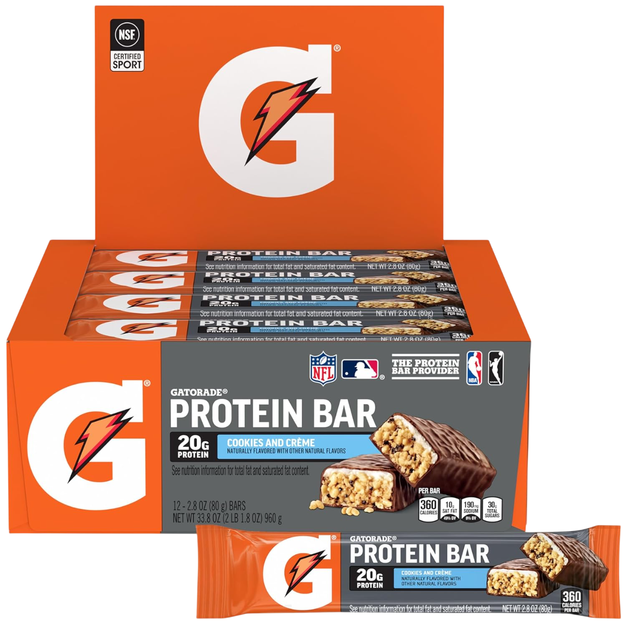 Gatorade Whey Protein Recover Bars, Chocolate Chip/Cookies & Cream/ Mint Chocolate Crunch