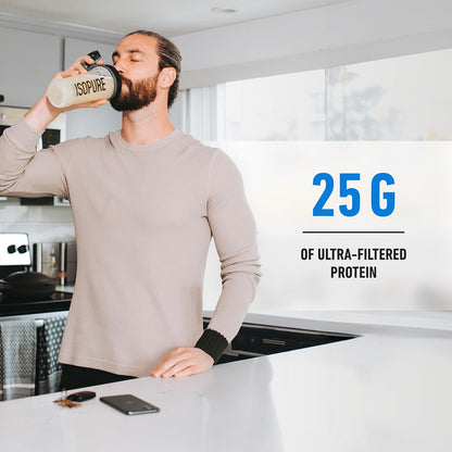 Isopure Zero Carb 100% Pure Whey Isolate Protein Powder, Lactose Free, Gluten Free, with Vitamins, Creamy Vanilla, 25g Protein Per Serving,