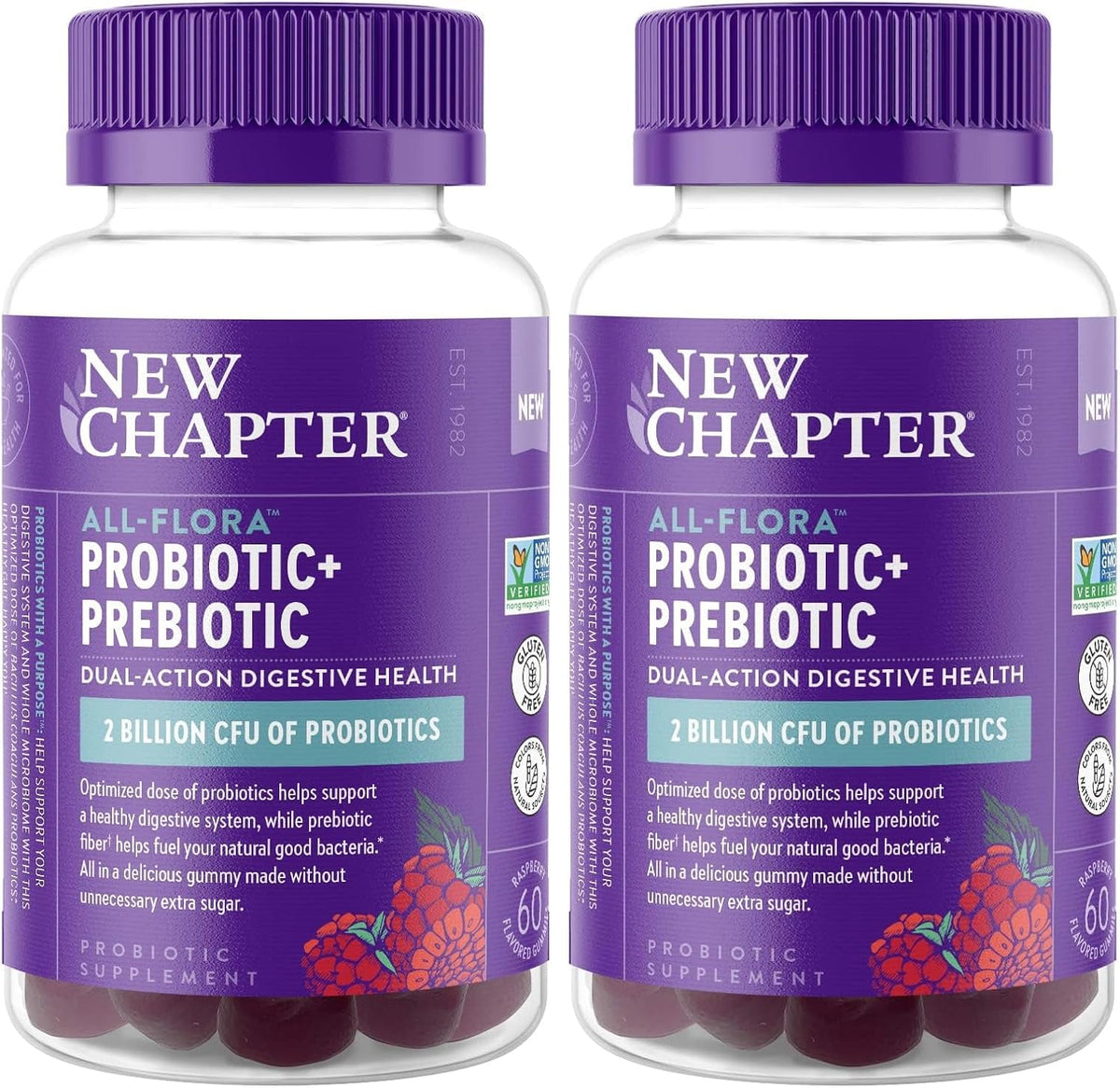 New Chapter Probiotic Gummies for Women and Men, All-Flora (1 Month Supply) – 55% Less Sugar+, Formulated for Holistic Gut Health Support with Probiotics + Prebiotic Fiber + 100% Vegan + Non-GMO