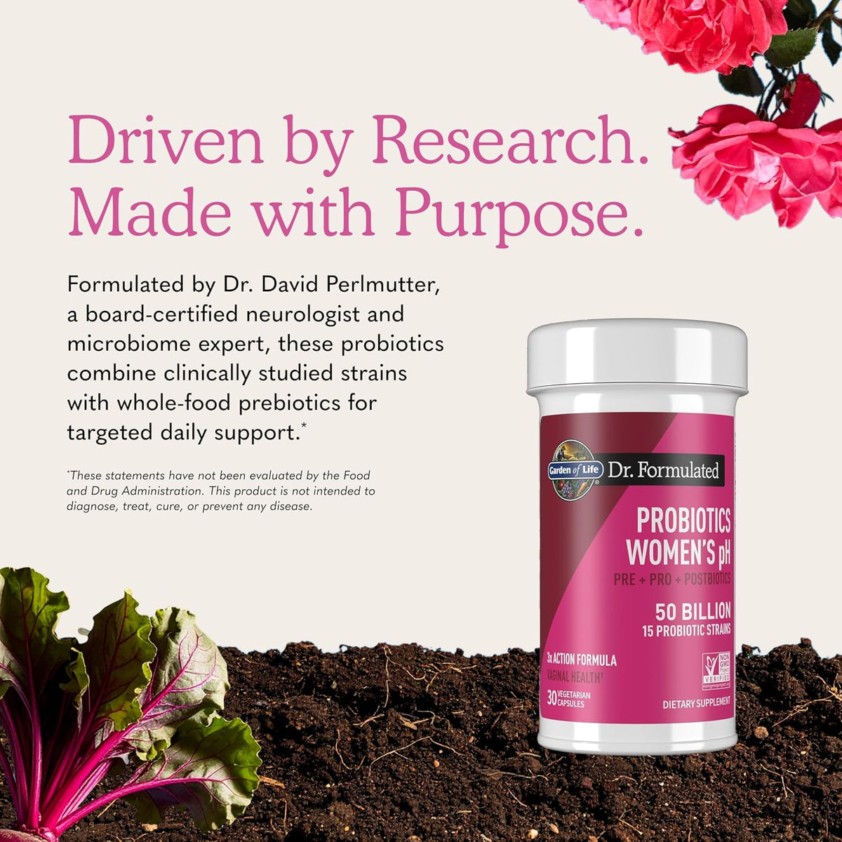 Garden of Life Dr. Formulated Once Daily 3-in-1 Probiotic for Women – Digestive, Immune & Vaginal Health, 30 Day Supply