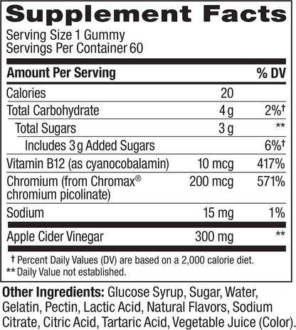 OLLY Metabolism Gummy Rings, Apple Cider Vinegar, Vitamin B12, Chromium, Energy and Digestive Health, Chewable Supplement, Apple Flavor - 30 Count