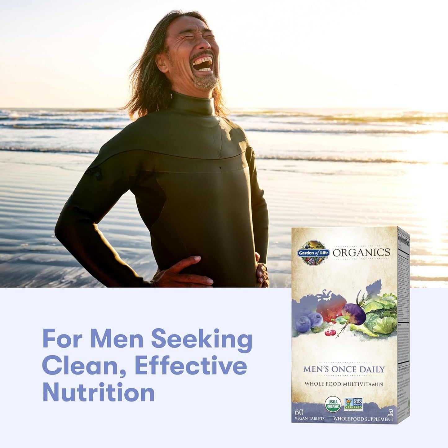 Garden of Life Once Daily Whole Food Multivitamin for Men, Organic Mens Vitamins & Minerals, Vitamin C, Zinc, Vegan, for Health & Well-Being