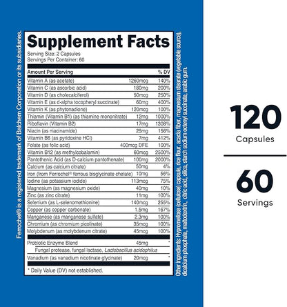 Nutricost Multivitamin with Probiotics 120 Vegetarian Capsules - Packed with Vitamins & Minerals