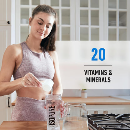 Isopure Zero Carb 100% Pure Whey Isolate Protein Powder, Lactose Free, Gluten Free, with Vitamins, Creamy Vanilla, 25g Protein Per Serving,