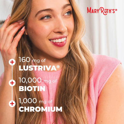 MARYRUTH'S Liquid Multivitamin+Hair Growth | Biotin 10000mcg | Lustriva Hair Growth Supplement | Clinically Tested in Women for Thicker Hair&Facial Wrinkle | Skin Care | Ages 18+