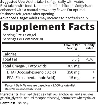 Garden of Life Oceans Mom Prenatal DHA Fish Oil – Omega 3 Supplement for Pregnancy, 350mg Prenatal DHA, Omega 3 Fish Oil Supplement, Strawberry Flavored, 30 Softgels