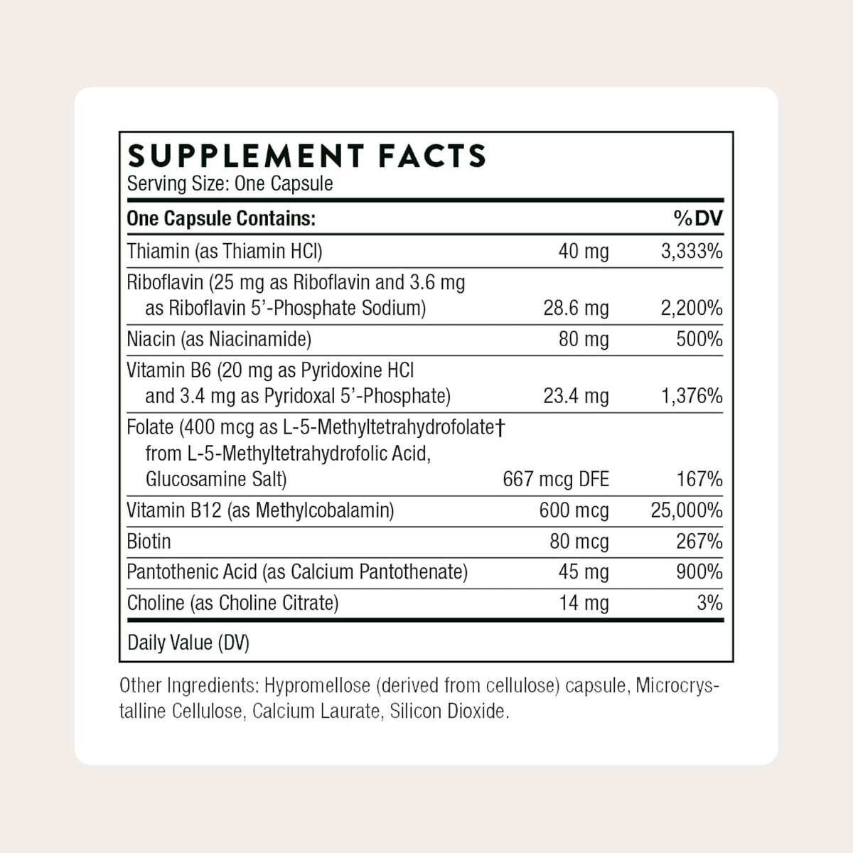 THORNE - B-Complex #12 - Vitamin B Complex with Choline Supplement - Supports Cellular Energy Production & a Healthy Nervous System* - Third-Party Certified - Gluten, Dairy & Soy-Free - 60 Capsules