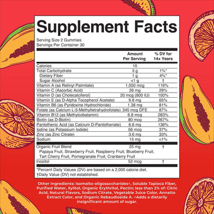 MaryRuth's Multivitamin Gummies for Men | Vitamin A, C, D, E, B6, B12, Biotin, Zinc | Energy Metabolism | Immunity | Bone Health | Cellular Health | Vegan | Non-GMO | Gluten & Sugar Free | 60 Count
